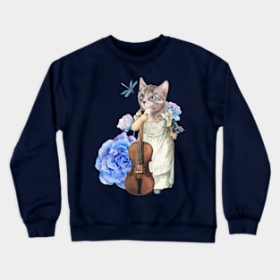 Vintage cat violin Crewneck Sweatshirt